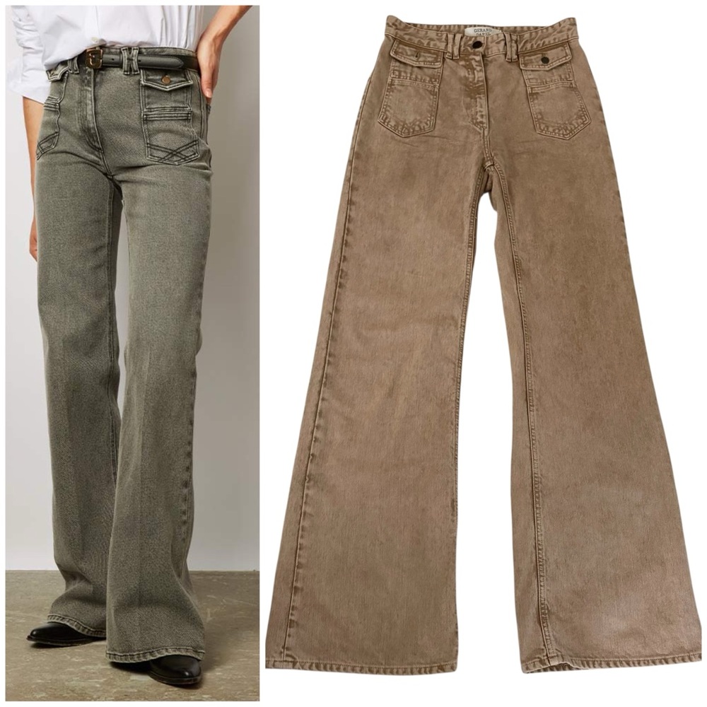 Gerard Darel - Anna Pants - Tan Khaki Sz 38 /.6 US Flare Jeans